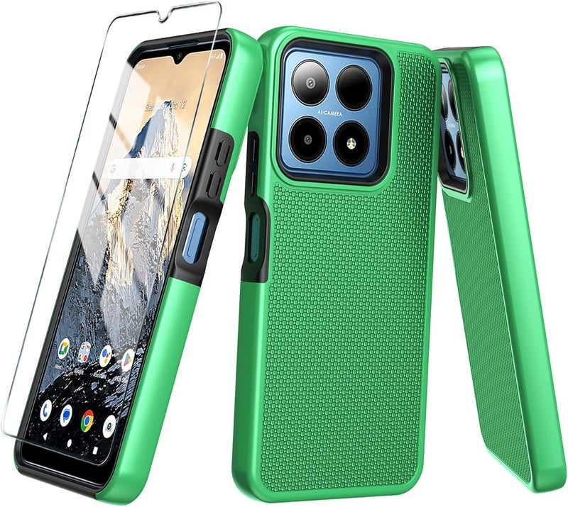 Mocotto for Boost Summit 5G Case with Tempered Glass Screen Protector,Dual Layer Heavy Duty Shockproof Protection for Boost Mobile Summit 5G (Boost Summit 5G,Green) - Image 1